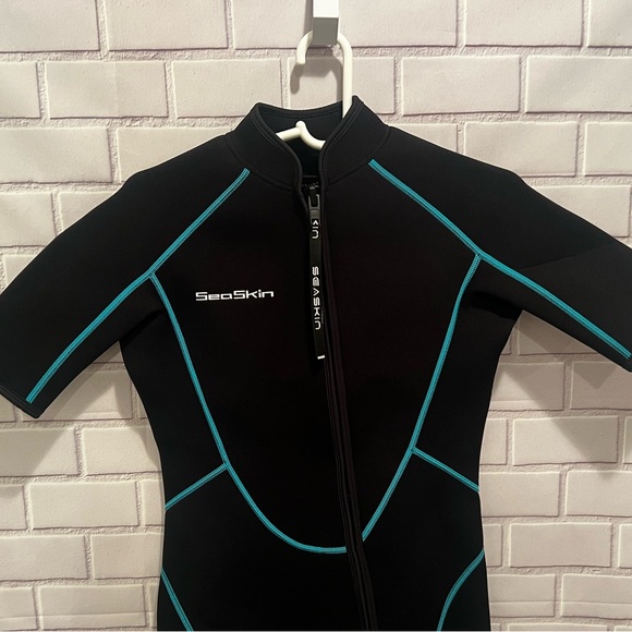 Seaskin Womens Shorty Wetsuit Short Body Diving Suit front zip/size M - Picture 4 of 7